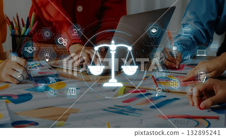 Collaborative Insights on Legal Frameworks with Scales of Justice and Digital Technology for Law and Compliance Professionals in Modern Business Environments. Raster Collaborative Insights on Legal Frameworks with Scales of Justice and Digital Technology for Law and Compliance Professionals in Modern Business Environments. Raster 132895241