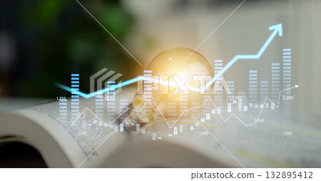 Data Visualization with Light Bulb and Financial Graph for Innovation and Business Growth Concepts in Modern Workspace Environment Scalp Data Visualization with Light Bulb and Financial Graph for Innovation and Business Growth Concepts in Modern Workspace Environment Scalp 132895412