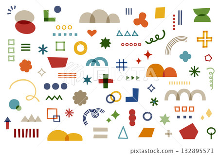 Doodle illustration decoration vector material set bright pop ornament accent background multiple energetic 132895571