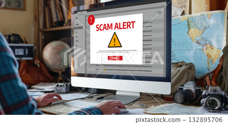Cyber security software show alert of cyber attack for protection brisk 132895706