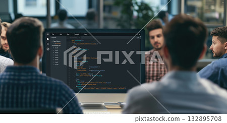 Software development programming on computer screen for brisk application 132895708
