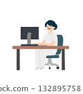 Illustration of a female nurse operating a computer 132895758
