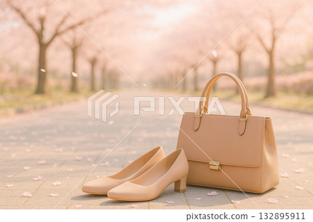 Road with cherry blossoms Road with cherry blossoms 132895911