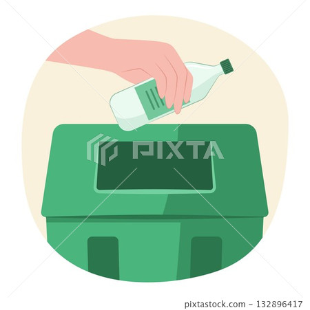 Human Hand Throws a Plastic Bottle into the Trash Bin for Littering, Waste Sorting and Recycle Concept Illustration Clip Art Human Hand Throws a Plastic Bottle into the Trash Bin for Littering, Waste Sorting and Recycle Concept Illustration Clip Art 132896417