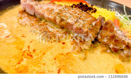 Pork steak and soup curry Pork steak and soup curry 132896686