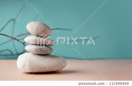 Stacked stones in perfect balance,Meditation, patience, and harmony Stacked stones in perfect balance,Meditation, patience, and harmony 132896988