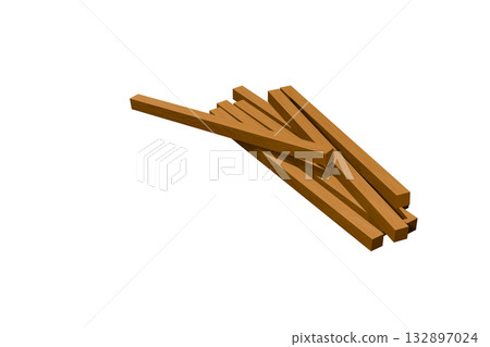 堆疊木材的CG影像 132897024