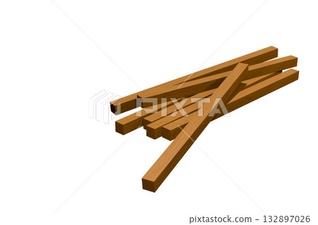 堆疊木材的CG影像 132897026