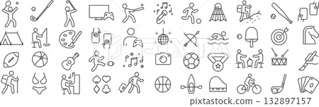 Vector monochrome line icon set related to games - Stock Illustration ...