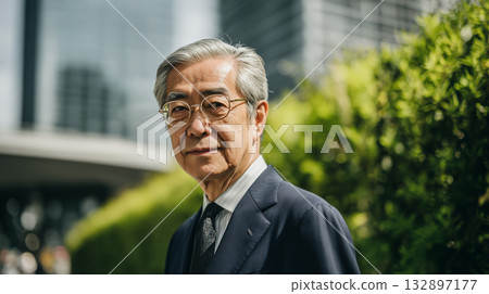 Photo of a senior man in a suit looking at the camera Photo of a senior man in a suit looking at the camera 132897177