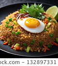 instant fried rice with fried egg and spicy tomato 132897331