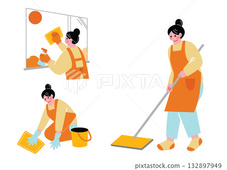 清潔女工插畫集 清潔女工插畫集 132897949