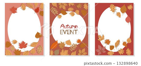Autumn leaf design frame set, autumn leaf illustration set Autumn leaf design frame set, autumn leaf illustration set 132898640