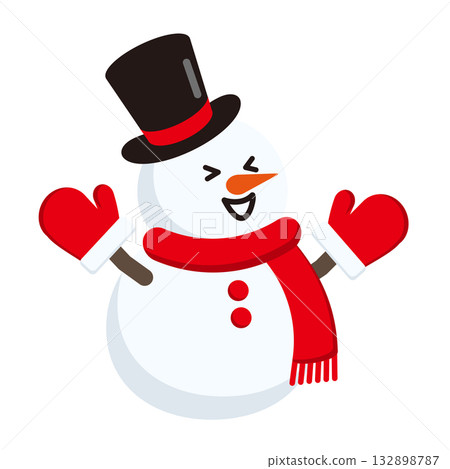 戴著帽子的雪人插畫 132898787