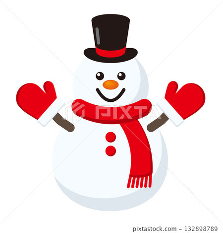 Illustration of a snowman wearing a hat Illustration of a snowman wearing a hat 132898789