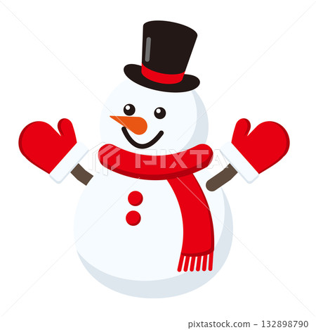 Illustration of a snowman wearing a hat Illustration of a snowman wearing a hat 132898790