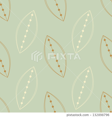Doodle stylized leaves pastel pattern, abstract soft textile background. 132898796