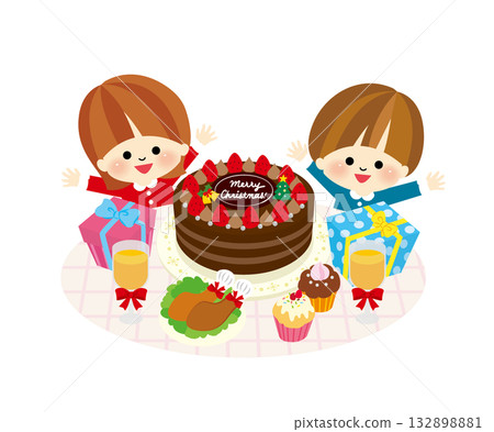 Happy kids having a Christmas party Happy kids having a Christmas party 132898881