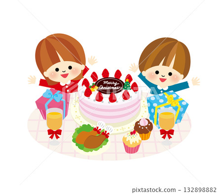 孩子們快樂地參加聖誕派對 孩子們快樂地參加聖誕派對 132898882