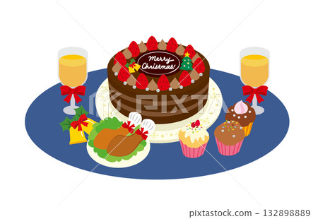 聖誕蛋糕和派對食物 聖誕蛋糕和派對食物 132898889