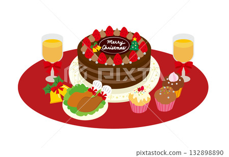 Christmas party with sumptuous food Christmas party with sumptuous food 132898890