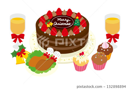 聖誕蛋糕和美味佳餚 聖誕蛋糕和美味佳餚 132898894