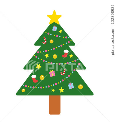 簡約時尚的扁平化聖誕樹插圖 簡約時尚的扁平化聖誕樹插圖 132898925