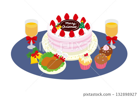 聖誕蛋糕和派對食物 132898927