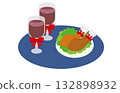 紅酒和雞肉菜餚 132898932