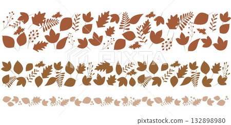 Autumn fallen leaves frame set, Autumn leaf border set 132898980