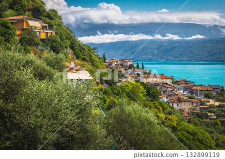 Lake Garda view from the hill, Toscolano Maderno, Lombardy, Italy 132899119