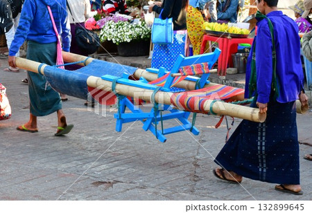 Myanmar, Kyaikhtiyo, palanquin Myanmar, Kyaikhtiyo, palanquin 132899645