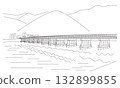 Arashiyama Togetsukyo Bridge Line Drawing 132899855