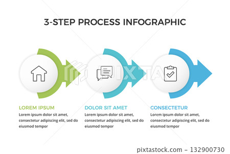 Three Step Process Infographic 132900730