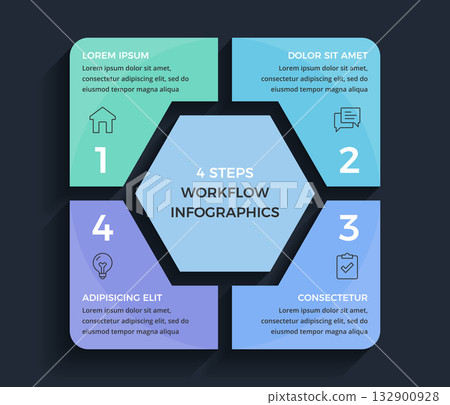 Four Steps Workflow Infographic Template Four Steps Workflow Infographic Template 132900928