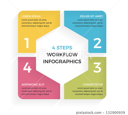 Four Steps Workflow Infographic Template 132900939