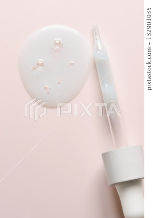 White cosmetic product. Face serum or cleanser gel or body moisturizing gel. Copy space White cosmetic product. Face serum or cleanser gel or body moisturizing gel. Copy space 132901035