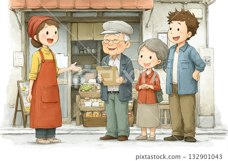Miyu series: A scene where Miyu is shopping at the market while talking to an elderly person 132901043