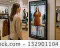 Digital signage installed in an apparel shop 132901104