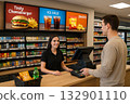 Digital signage installed in a convenience store 132901110