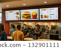 Digital signage installed in a hamburger shop 132901111