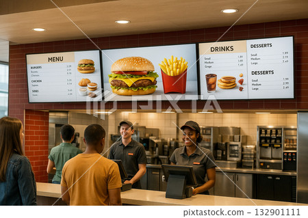 漢堡店安裝了數位看板 漢堡店安裝了數位看板 132901111