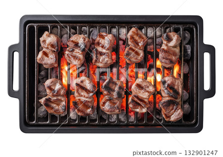 Grilled Pork Belly on BBQ Grate 132901247