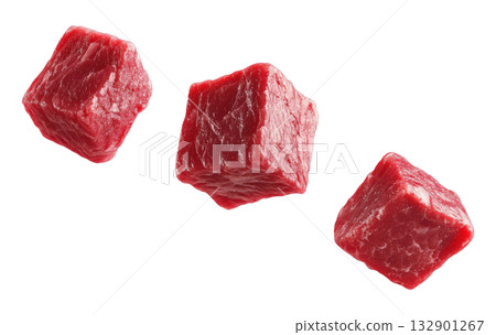 Raw Beef Meat Cubes 132901267