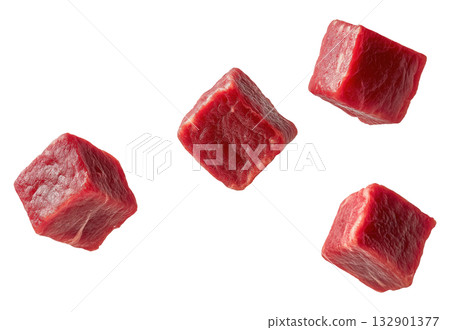 Raw Beef Meat Cubes 132901377