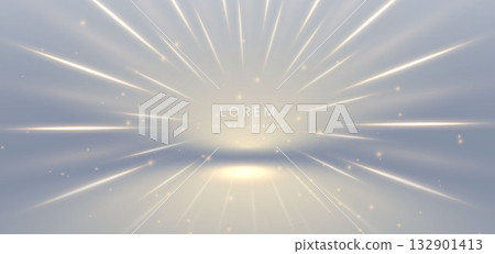 Luxury light gold diagonal ray on grey background with effect sparkle. 132901413