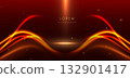 Luxry gold wave ray on dark red background and lighting effect sparkle. 132901417