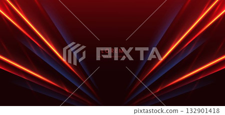 Glowing neon blue and red with lighting effect sparkle on red background. Speed movement concept. 132901418
