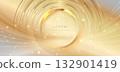Luxury gold circle frame on gold background with lighting effect sparkle. 132901419