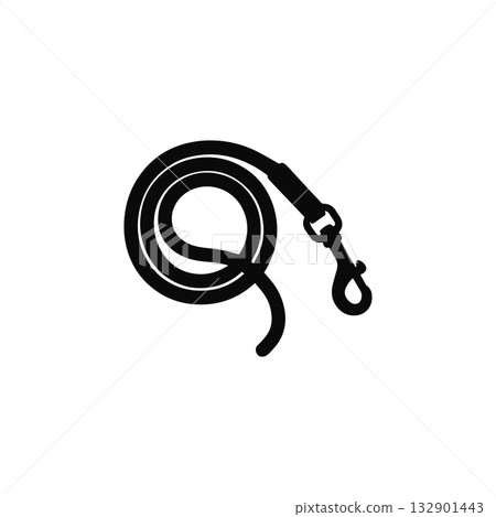 dog leash silhouette pet walking accessory isolated on white background 132901443